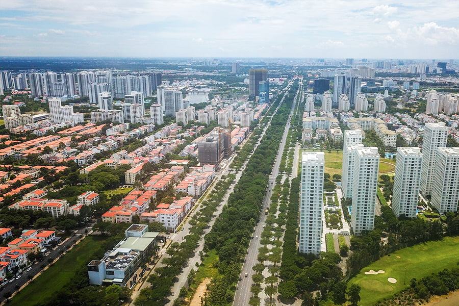 Celesta Rise 6 duong nguyen huu tho mo rong 6 lan xe tai nha be essensia nam saigon