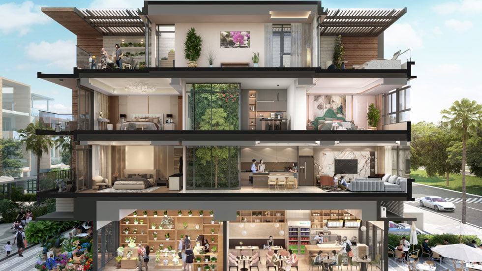 celesta avenue nha lien ke 3 tang va 1 tang thuong